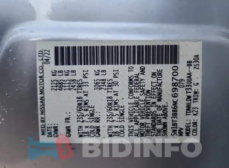 5N1BT3BB6NC698700 Photo# 8