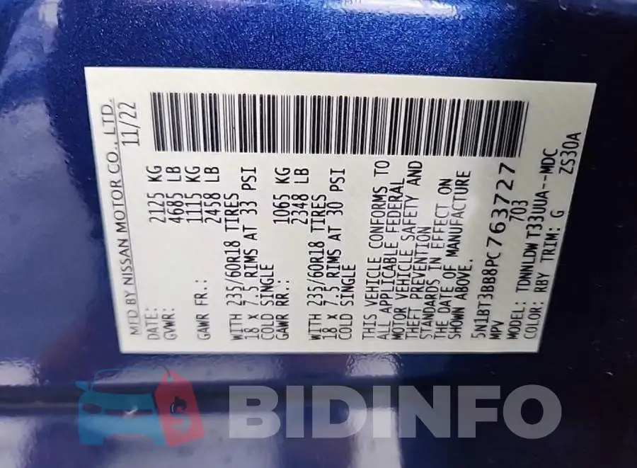 5N1BT3BB8PC763727 Photo# 8