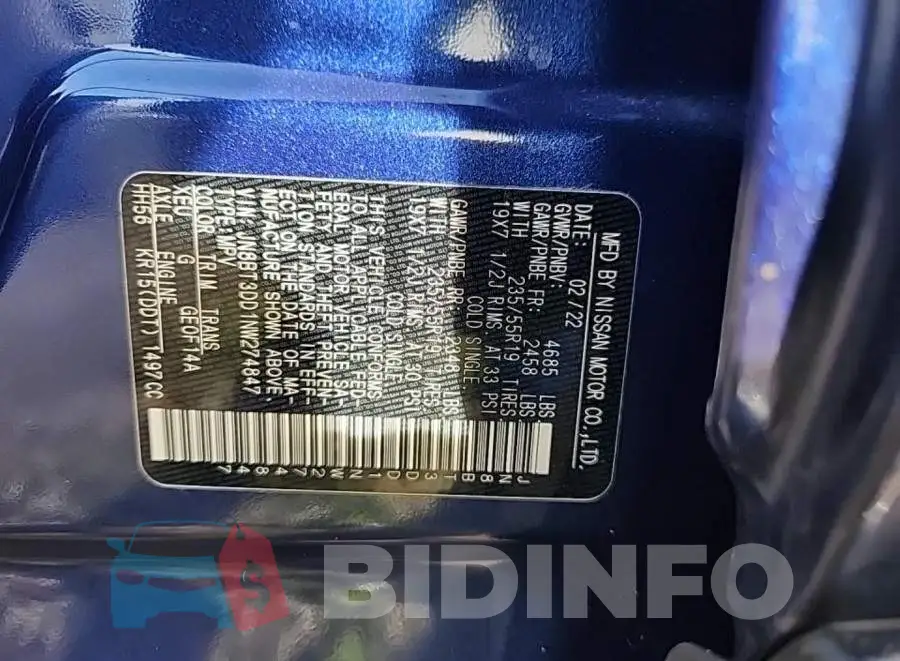 JN8BT3DD1NW274847 Photo# 8