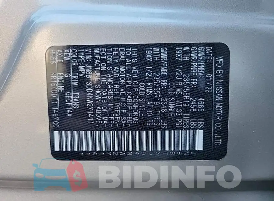 JN8BT3DD4NW271411 Photo# 8