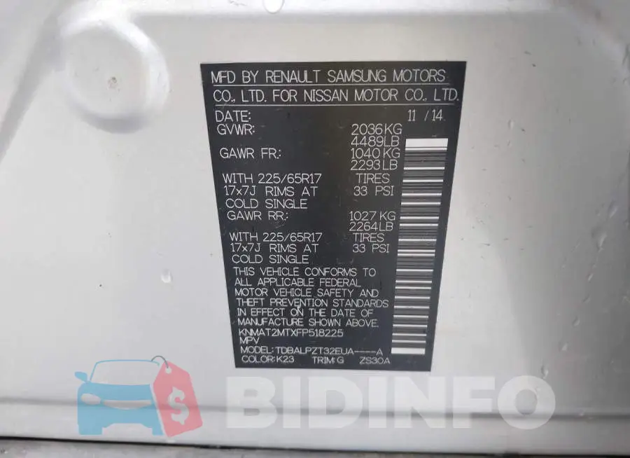 KNMAT2MTXFP518225 Photo# 9