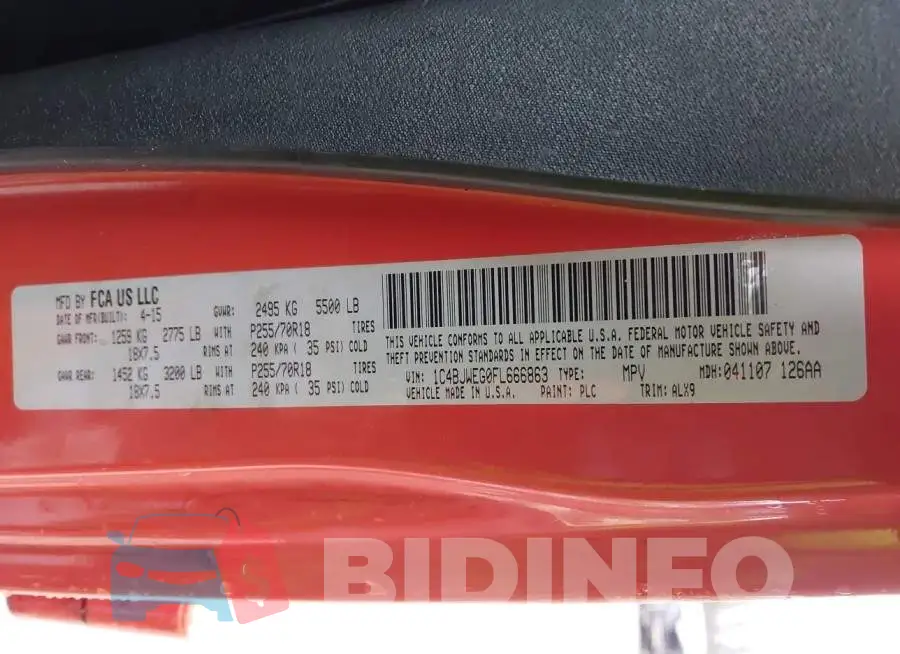 1C4BJWEG0FL666863 Photo# 9