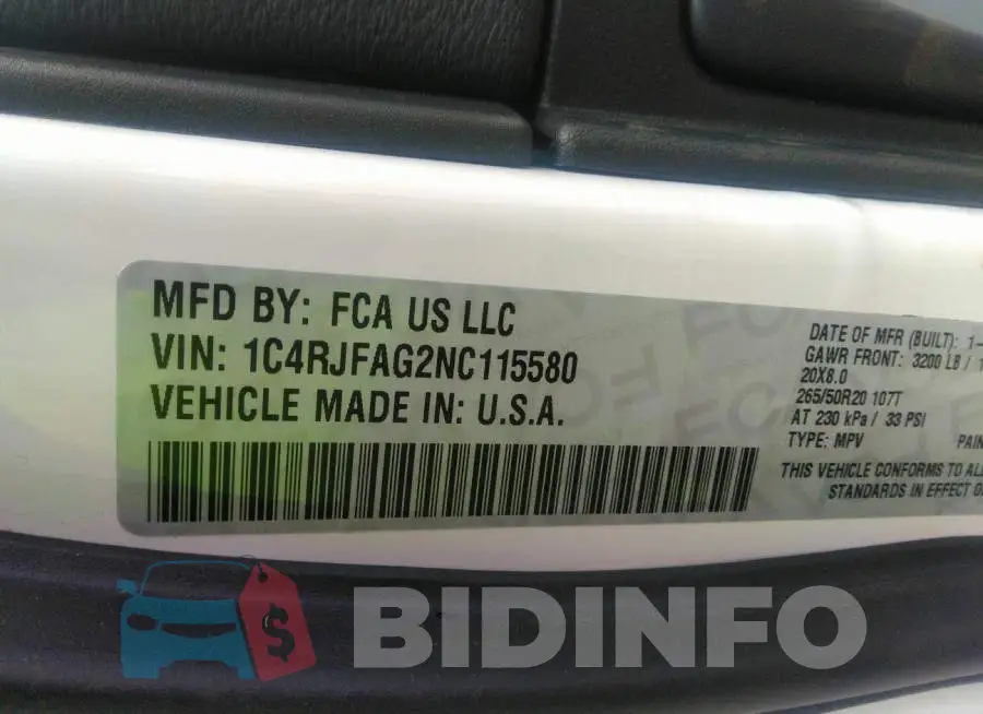 1C4RJFAG2NC115580 Photo# 9