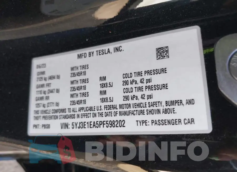 5YJ3E1EA5PF598202 Photo# 9