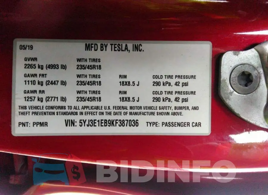 5YJ3E1EB9KF387036 Photo# 9
