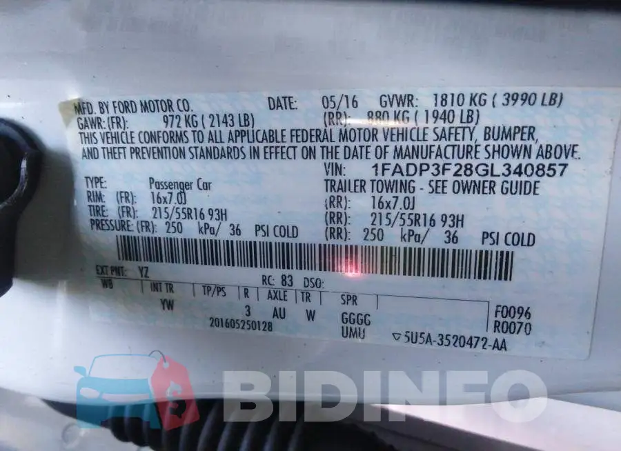 1FADP3F28GL340857 Photo# 9