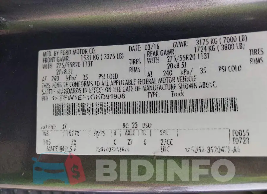 1FTEW1EF1GKD91908 Photo# 9