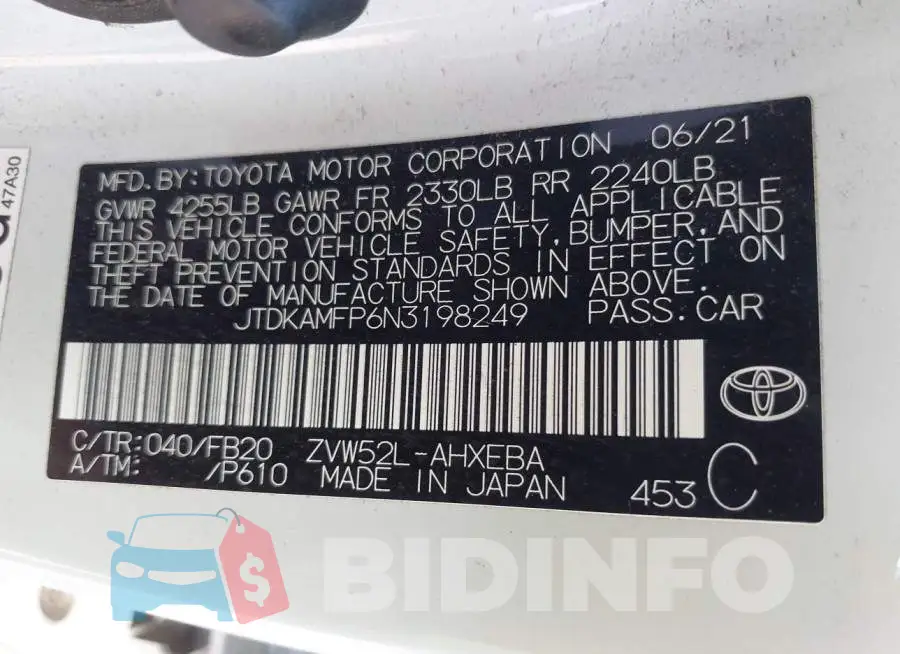 JTDKAMFP6N3198249 Photo# 9
