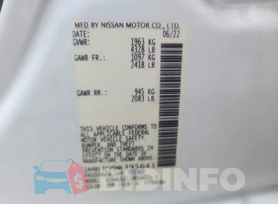 1N4BL4CV6NN395641 Photo# 8