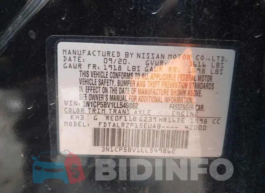3N1CP5BV1LL549862 Photo# 9