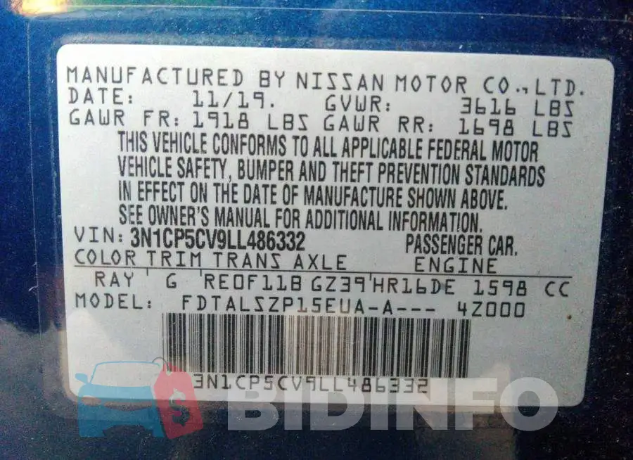 3N1CP5CV9LL486332 Photo# 9