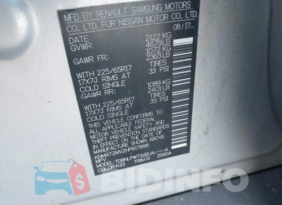 KNMAT2MV2HP617898 Photo# 9