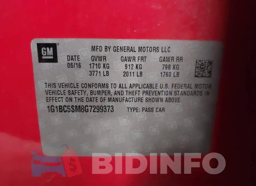1G1BC5SM8G7299373 Photo# 9