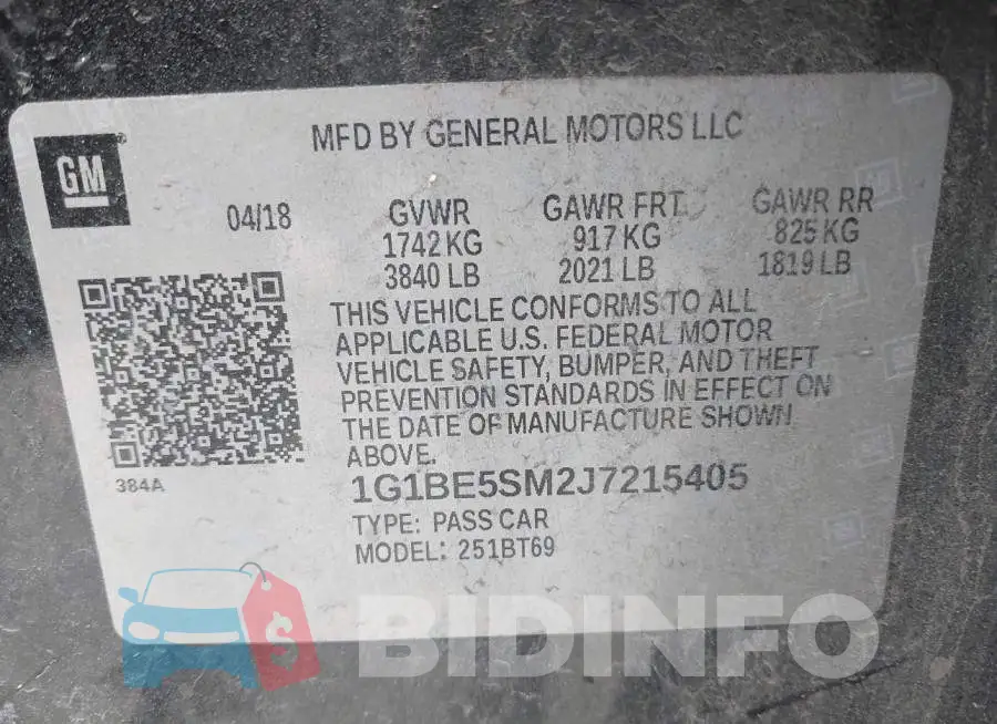 1G1BE5SM2J7215405 Photo# 9