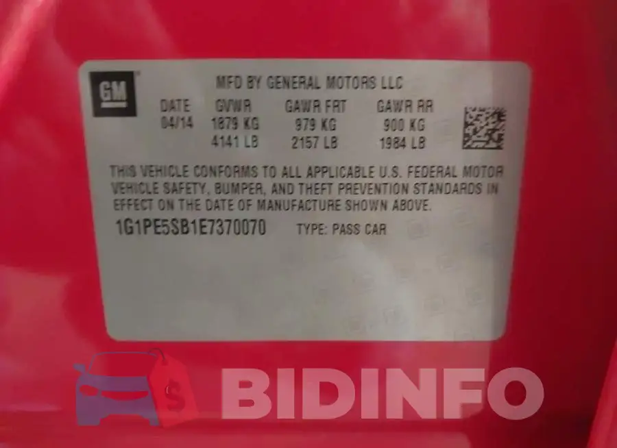 1G1PE5SB1E7370070 Photo# 9