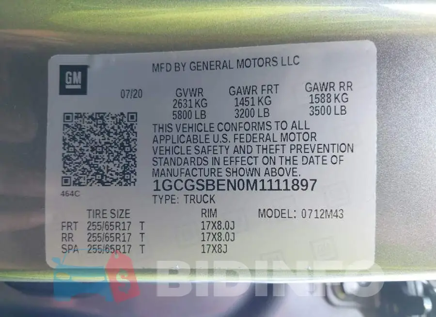 1GCGSBEN0M1111897 Photo# 9