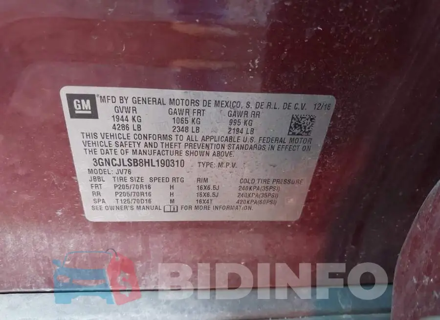 3GNCJLSB8HL190310 Photo# 9