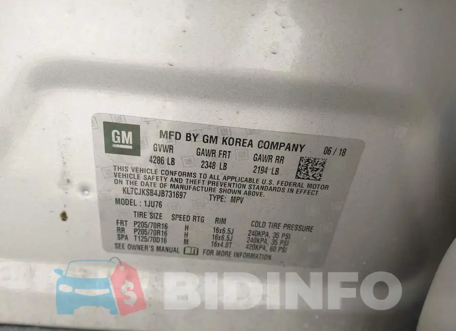 KL7CJKSB4JB731697 Photo# 9