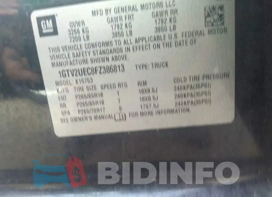 1GTV2UEC8FZ386813 Photo# 9