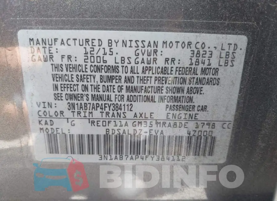 3N1AB7AP4FY384112 Photo# 9