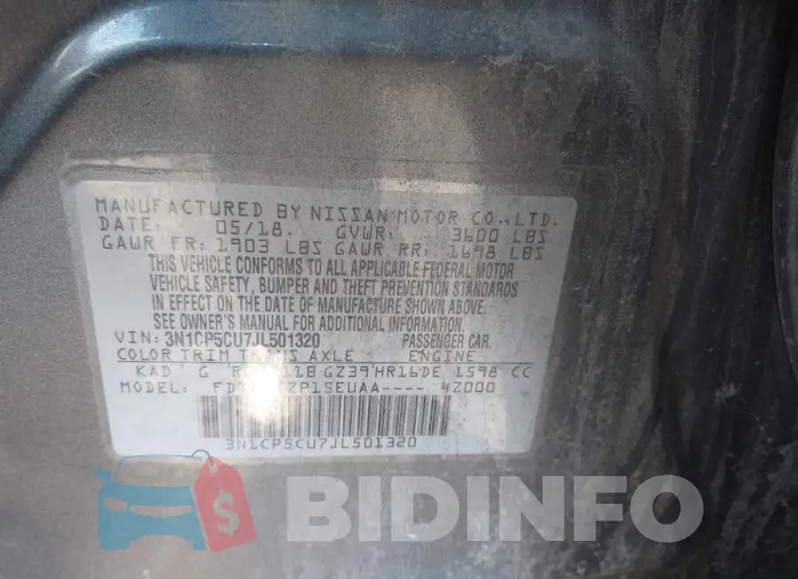 3N1CP5CU7JL501320 Photo# 9