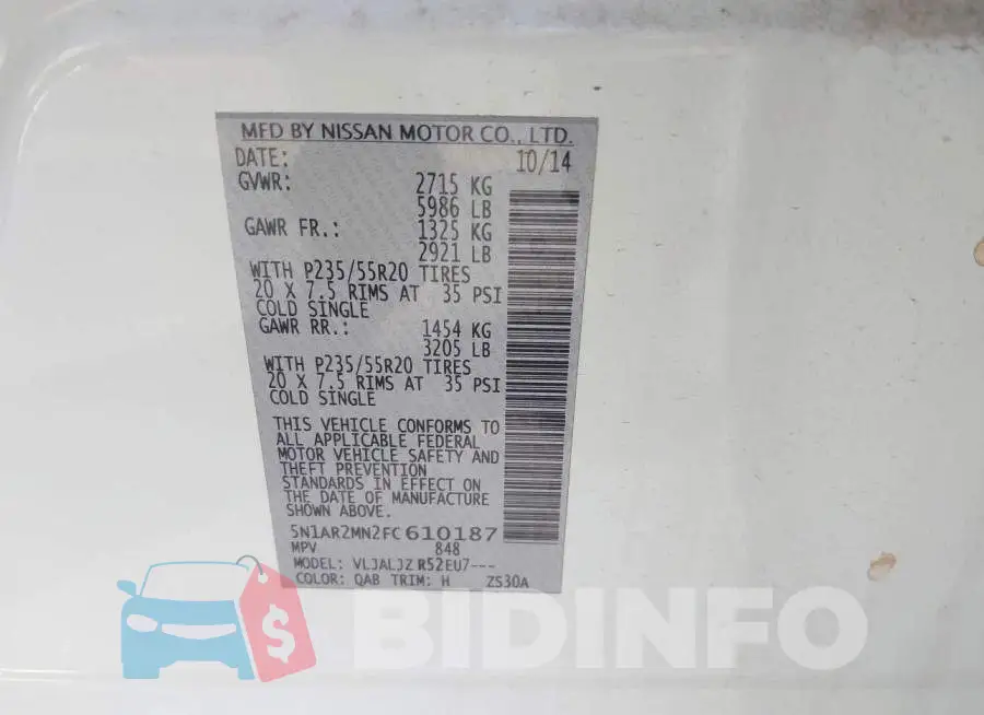 5N1AR2MN2FC610187 Photo# 9