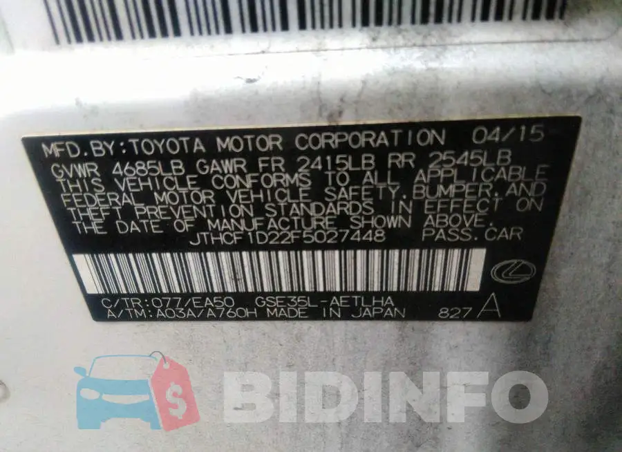 JTHCF1D22F5027448 Photo# 9
