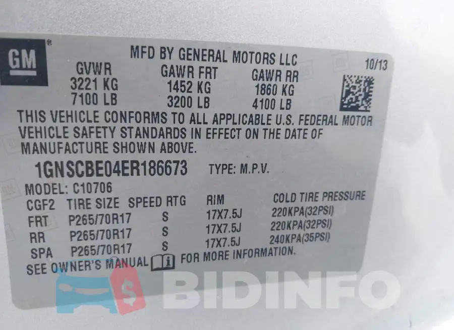 1GNSCBE04ER186673 Photo# 9