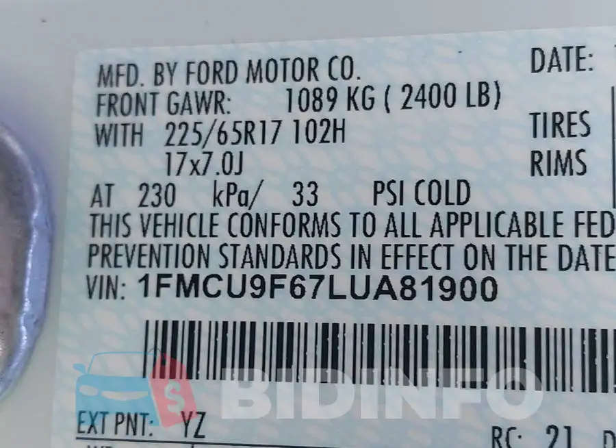 1FMCU9F67LUA81900 Photo# 9