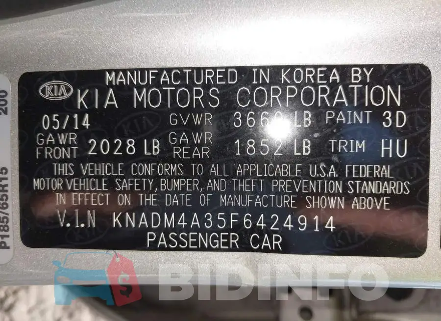 KNADM4A35F6424914 Photo# 9