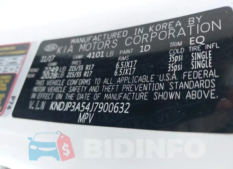 KNDJP3A54J7900632 Photo# 9