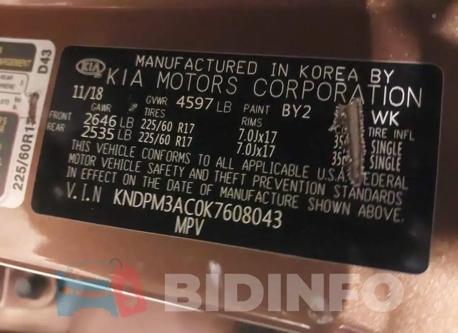 KNDPM3AC0K7608043 Photo# 9