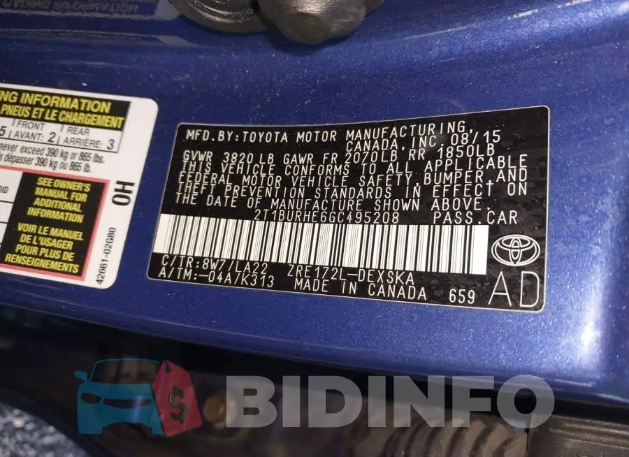 2T1BURHE6GC495208 Photo# 9