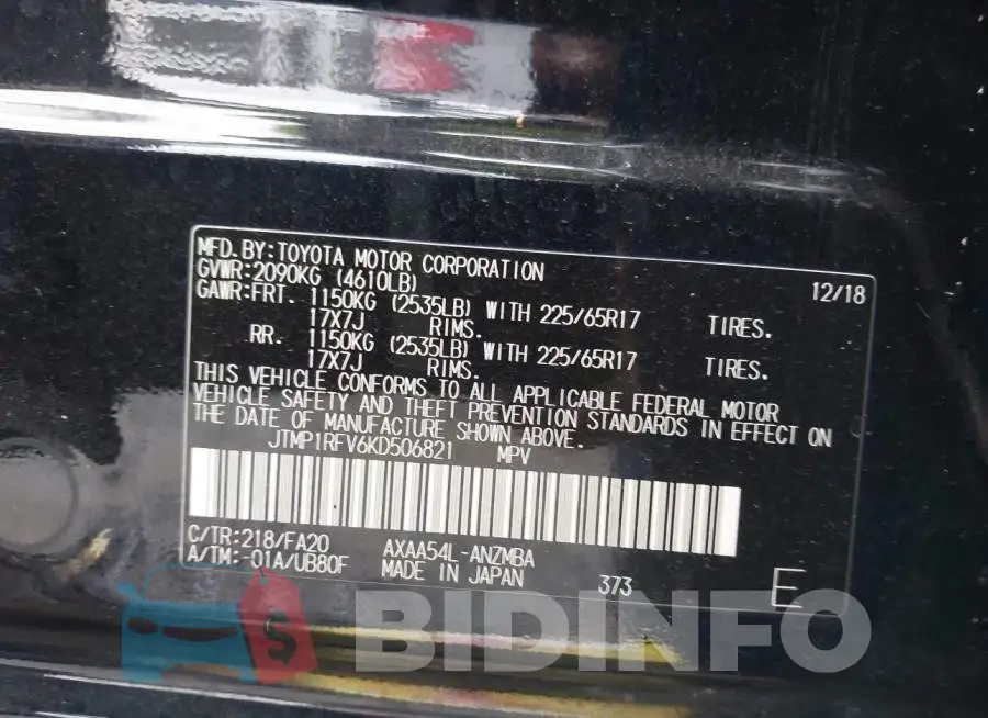 JTMP1RFV6KD506821 Photo# 9
