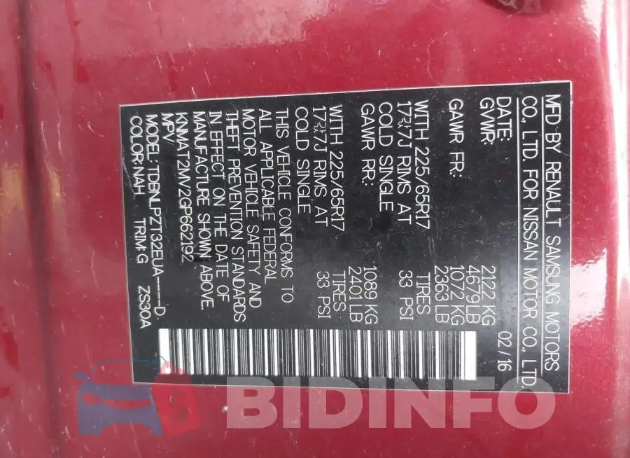 KNMAT2MV2GP662192 Photo# 9