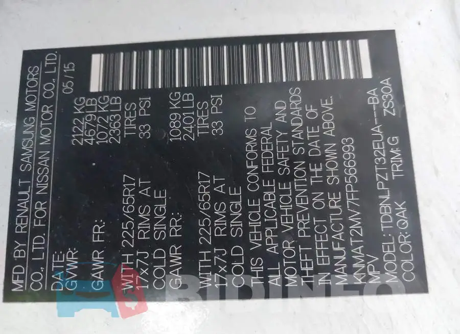 KNMAT2MV7FP566993 Photo# 9
