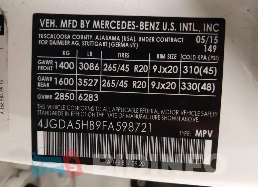 4JGDA5HB9FA598721 Photo# 9