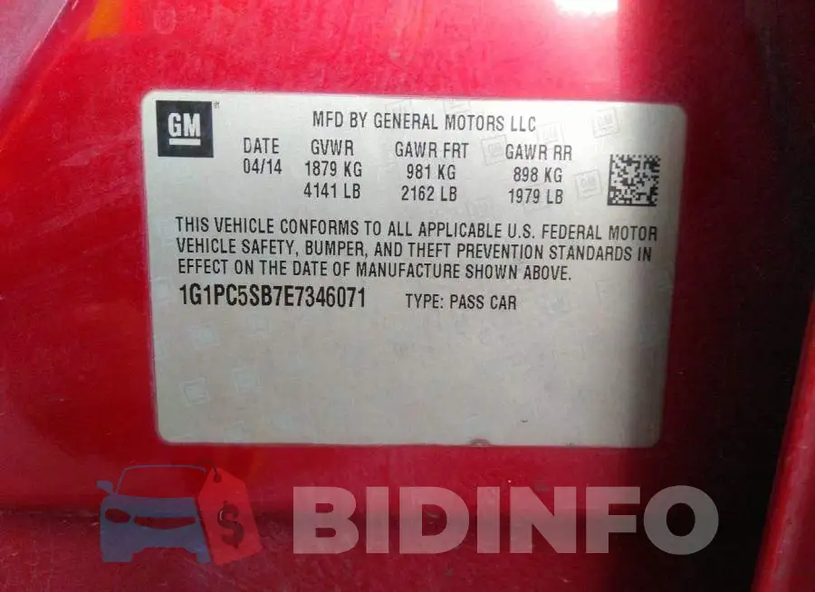 1G1PC5SB7E7346071 Photo# 9