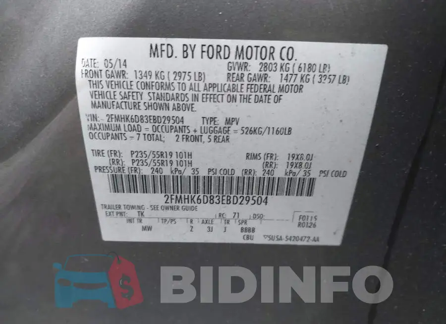 2FMHK6D83EBD29504 Photo# 9