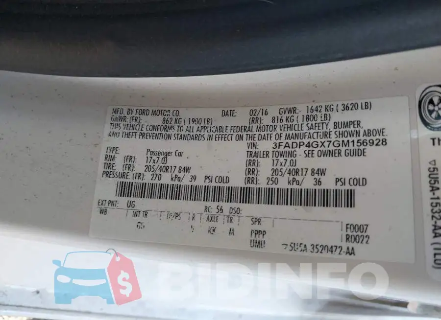 3FADP4GX7GM156928 Photo# 9