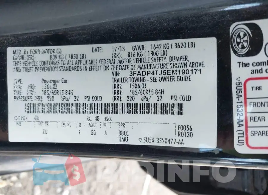 3FADP4TJ5EM190171 Photo# 9
