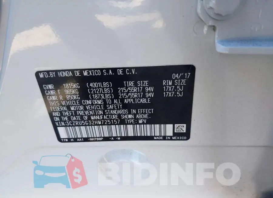 3CZRU5G32HM725157 Photo# 9