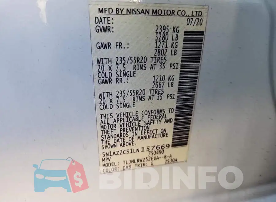 5N1AZ2CS1LN157669 Photo# 8