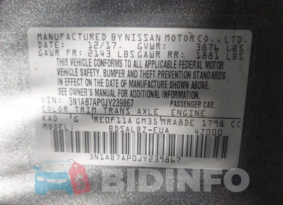 3N1AB7AP0JY239867 Photo# 9