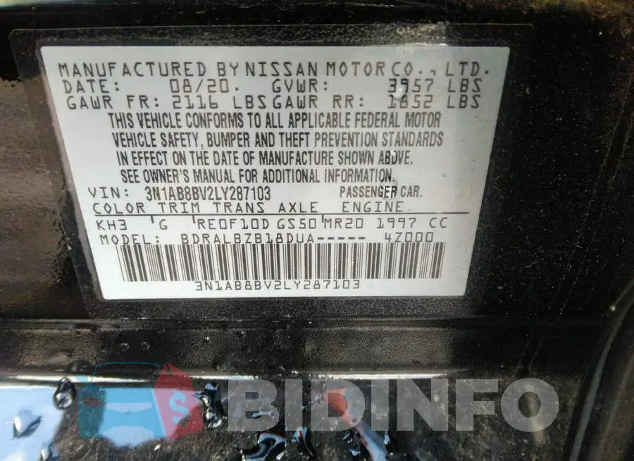3N1AB8BV2LY287103 Photo# 9