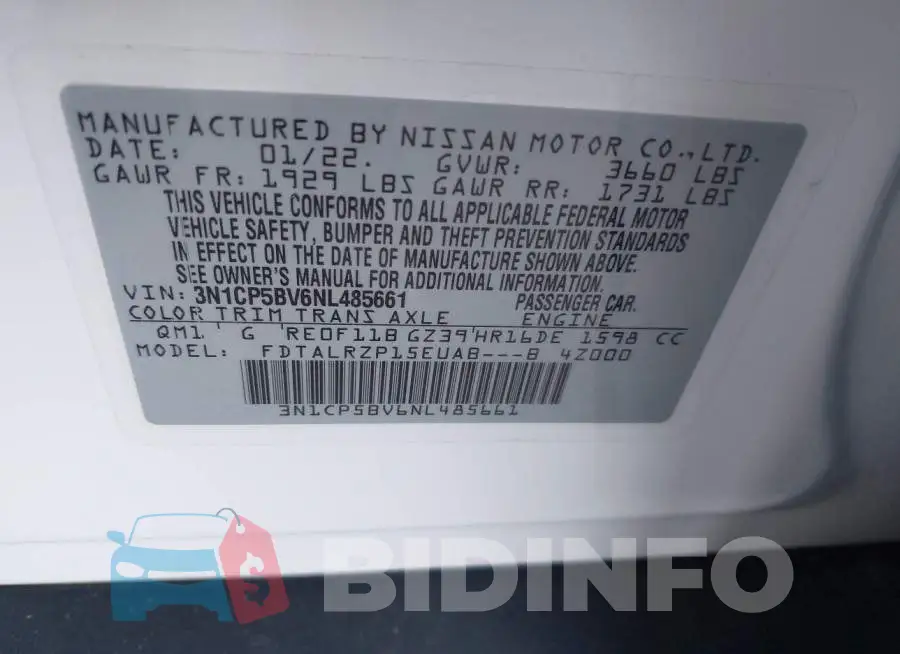 3N1CP5BV6NL485661 Photo# 9