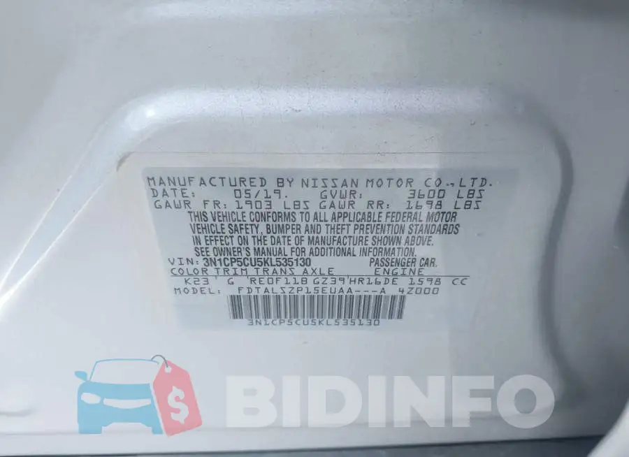 3N1CP5CU5KL535130 Photo# 9