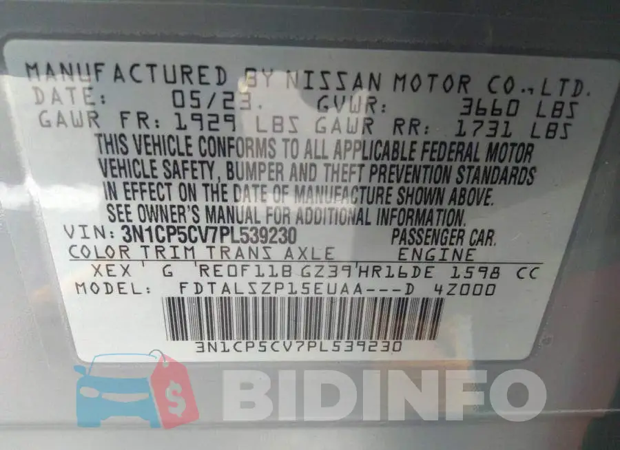 3N1CP5CV7PL539230 Photo# 9