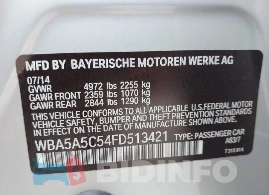 WBA5A5C54FD513421 Photo# 9