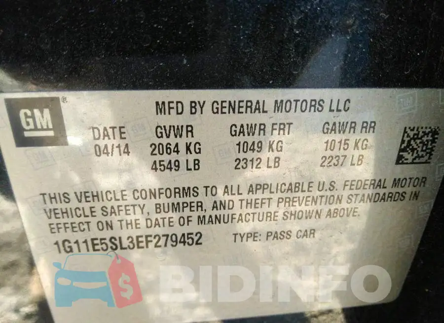 1G11E5SL3EF279452 Photo# 9